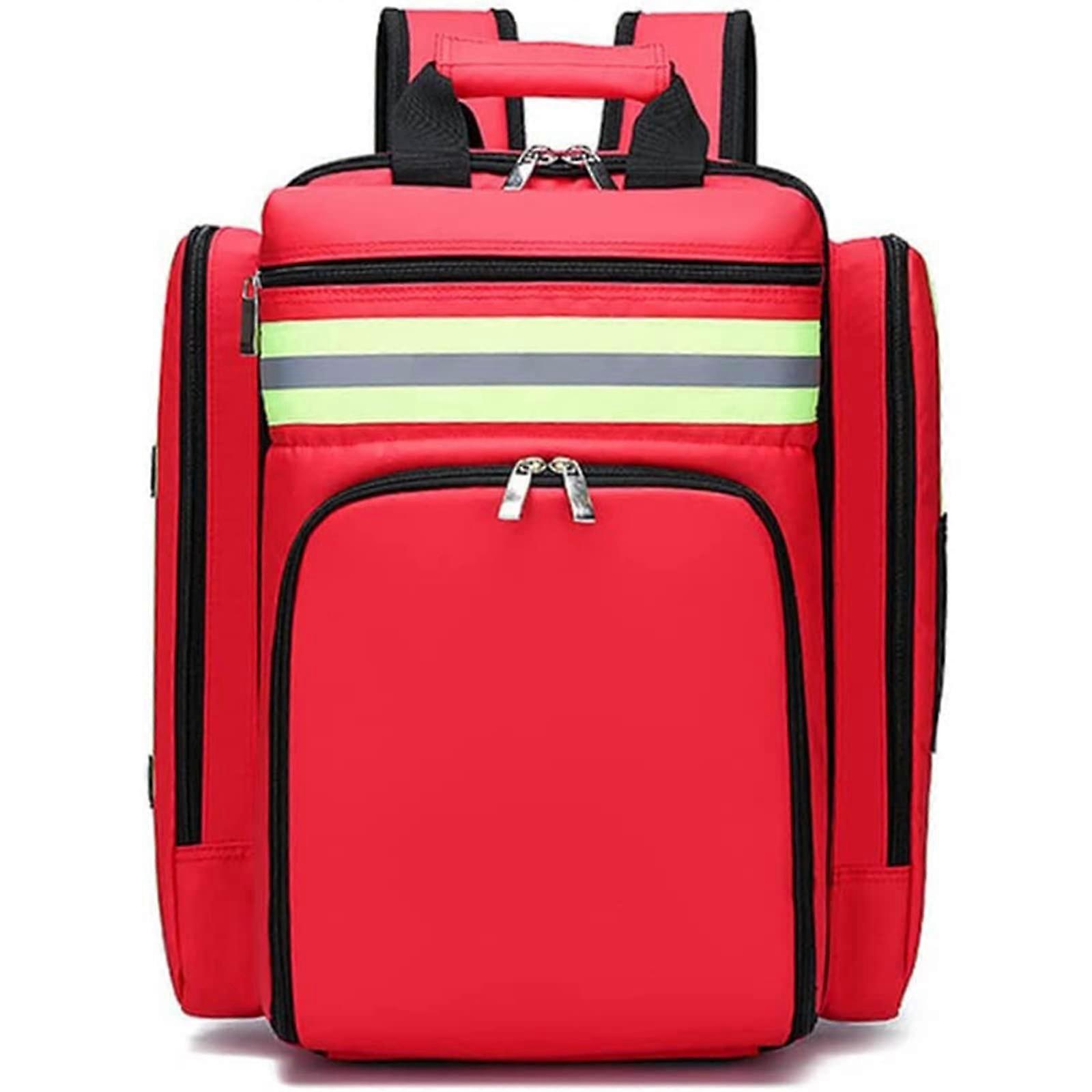 First Aid Kit Bag Waterproof Oxford Emergency Medical Backpack with Multiple Storage Pockets Red
