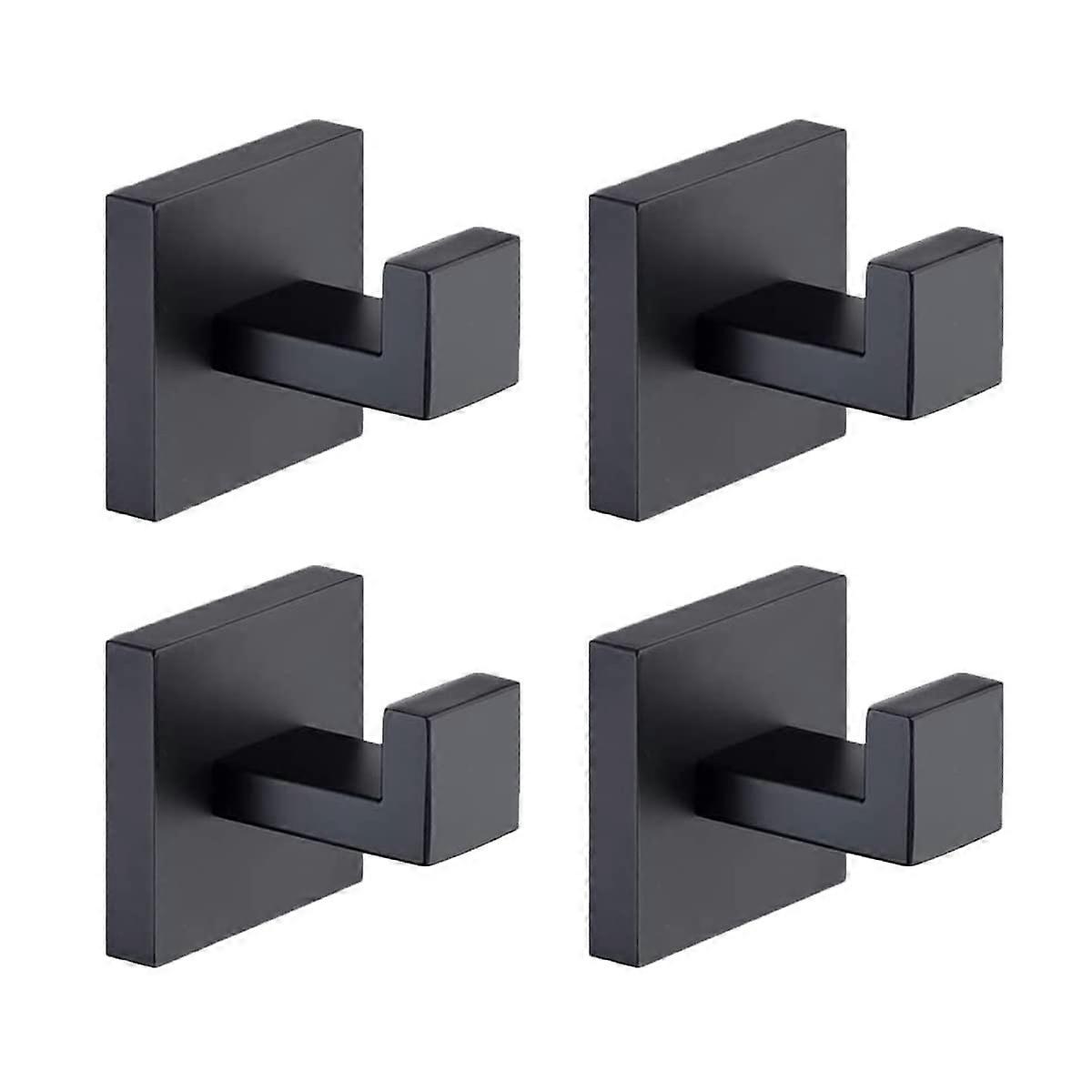 Bathroom Towel Hooks Matte Black Rust Proof Wall Mounted Coat Hooks Heavy Duty 4 Pack