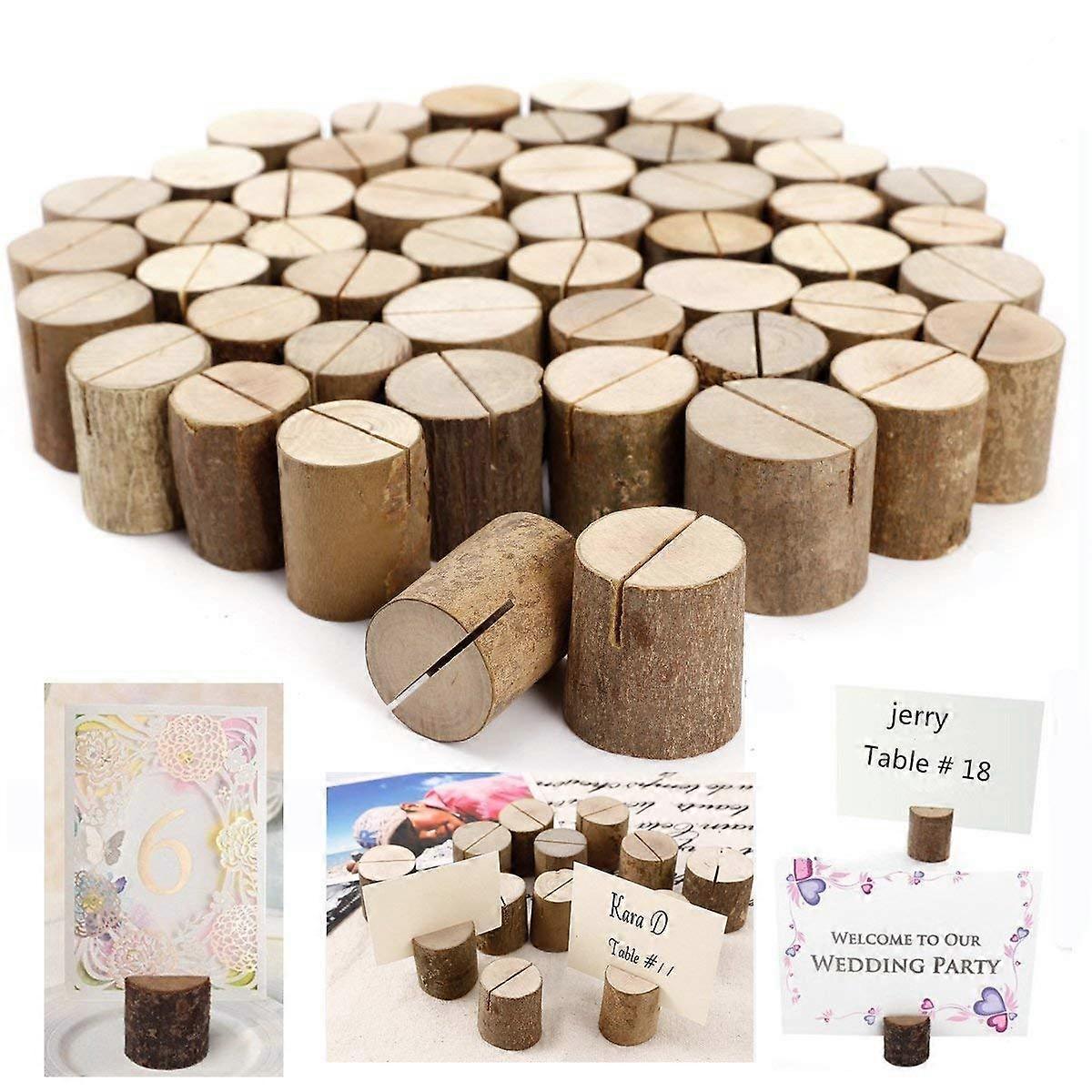 100pcs Rustic Wood Table Number Holders for Wedding Place Cards and Event Menu Display