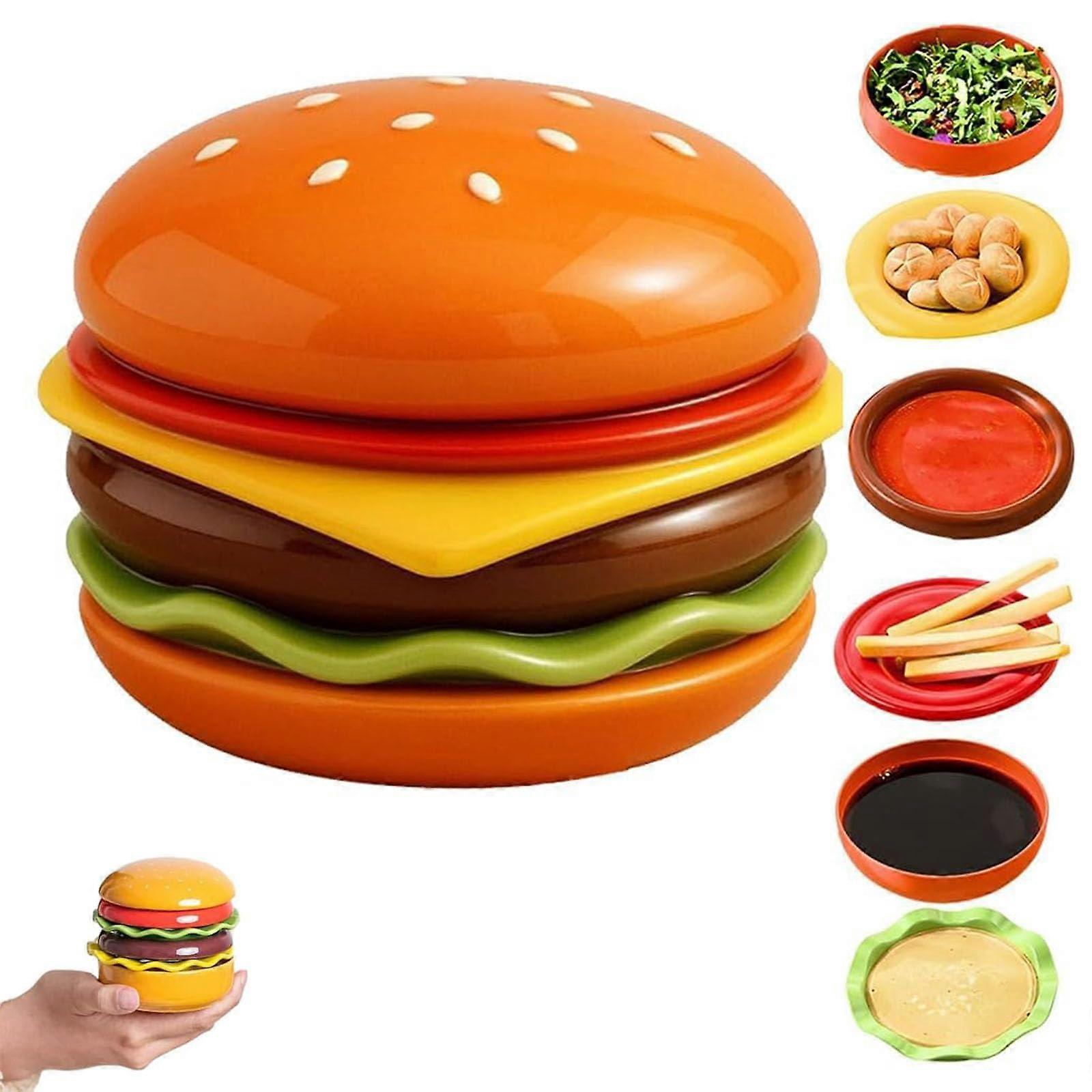 Stackable Ceramic Burger Plate Set with 6Layer SpaceSaving Design for Snacks, Sushi and Parties
