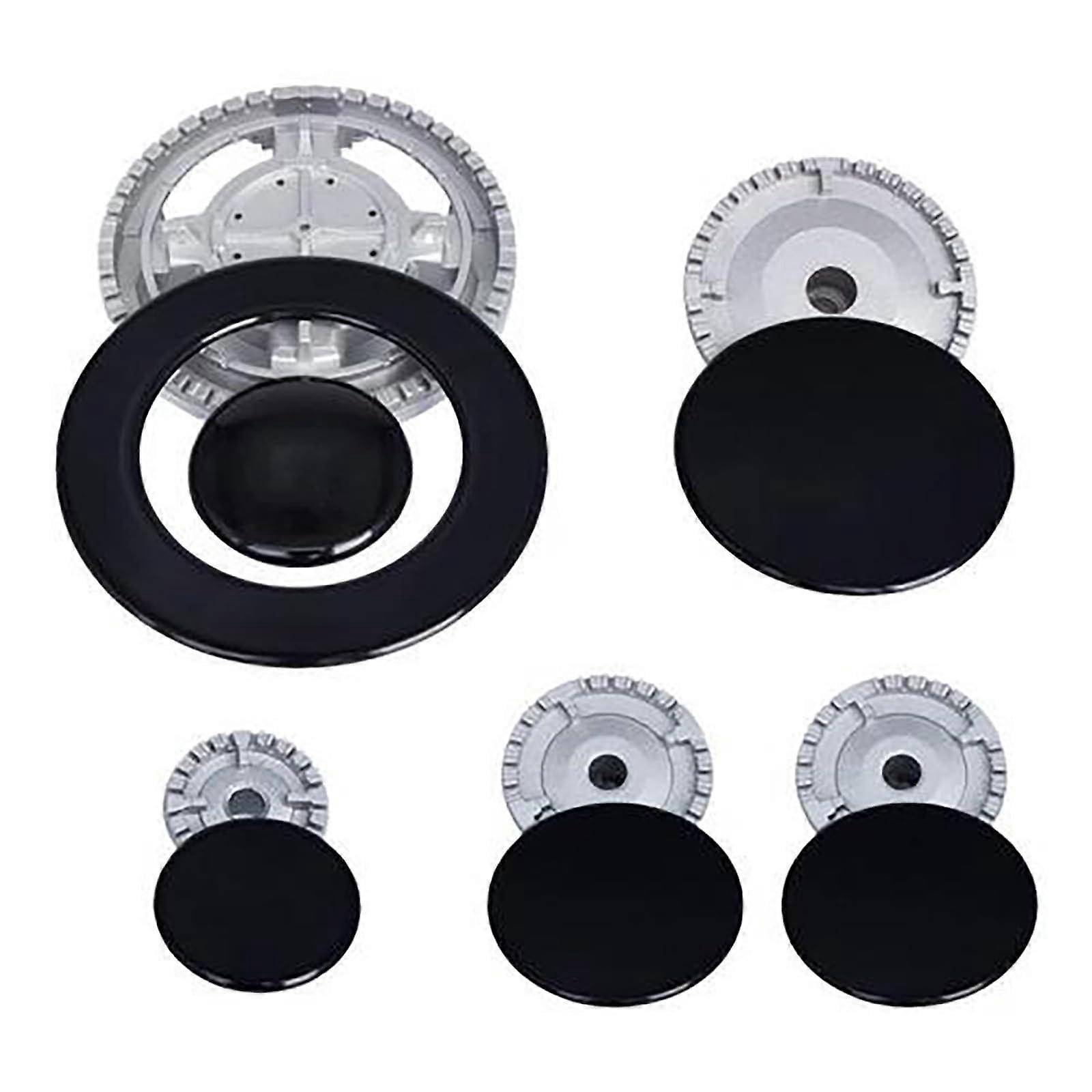 Stove Burner Caps and Control Knobs Set, Durable Metal, Efficient Flame, Easy Spill Protection
