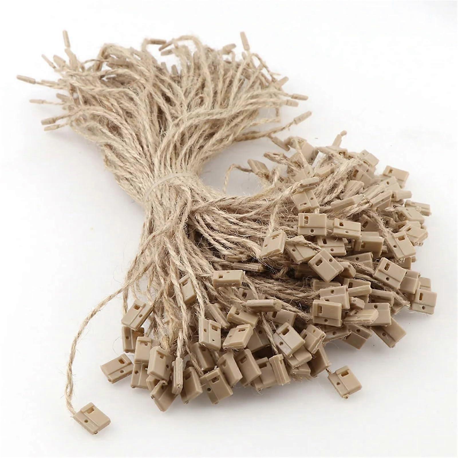 1000PCS Natural Hemp String Tags with Snap Loop Lock, Rustic Reusable Jute Rope  Hang Tags