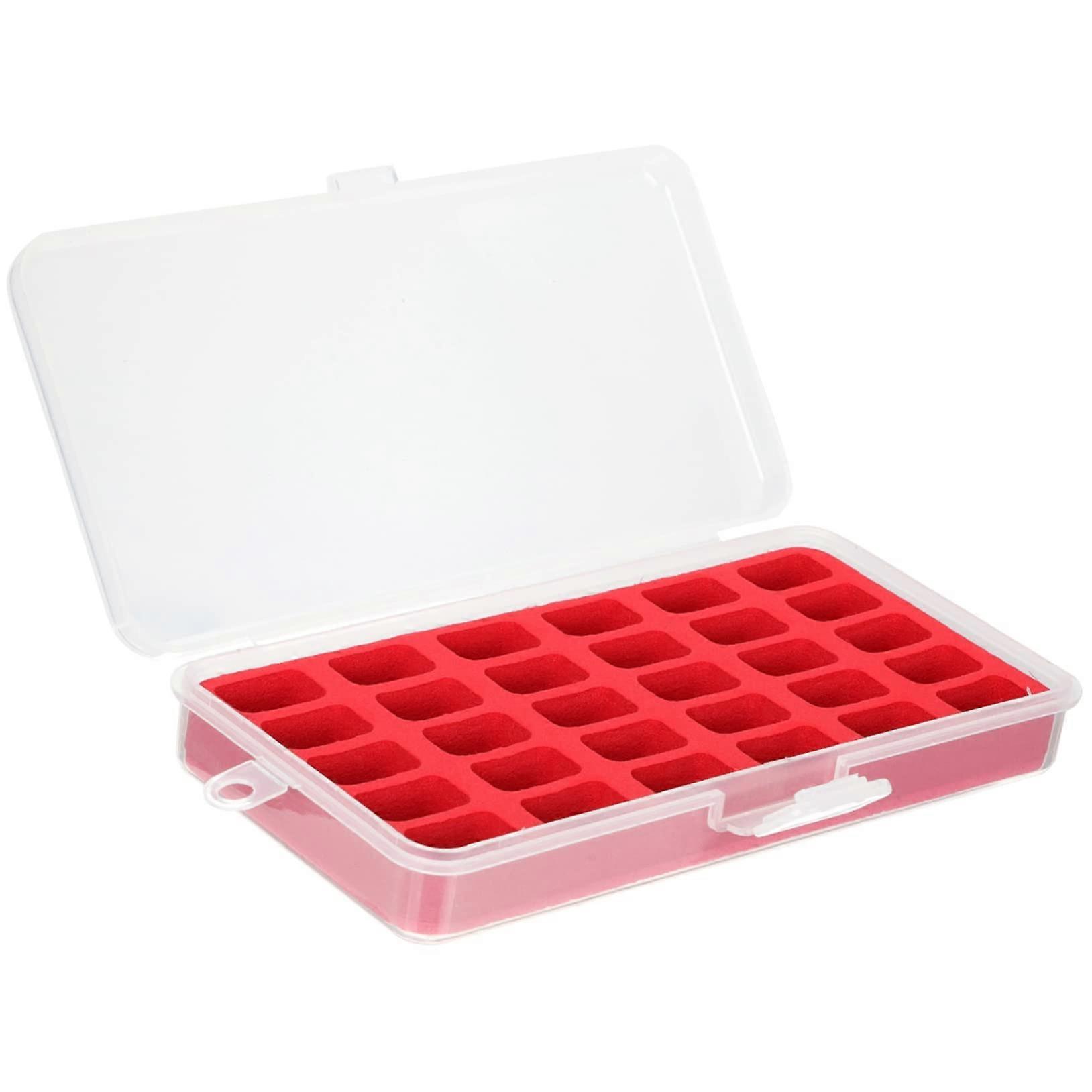 Bobbin Storage Box with Sponge Insert, Red Sewing Thread Organizer for Embroidery, Secure Closure