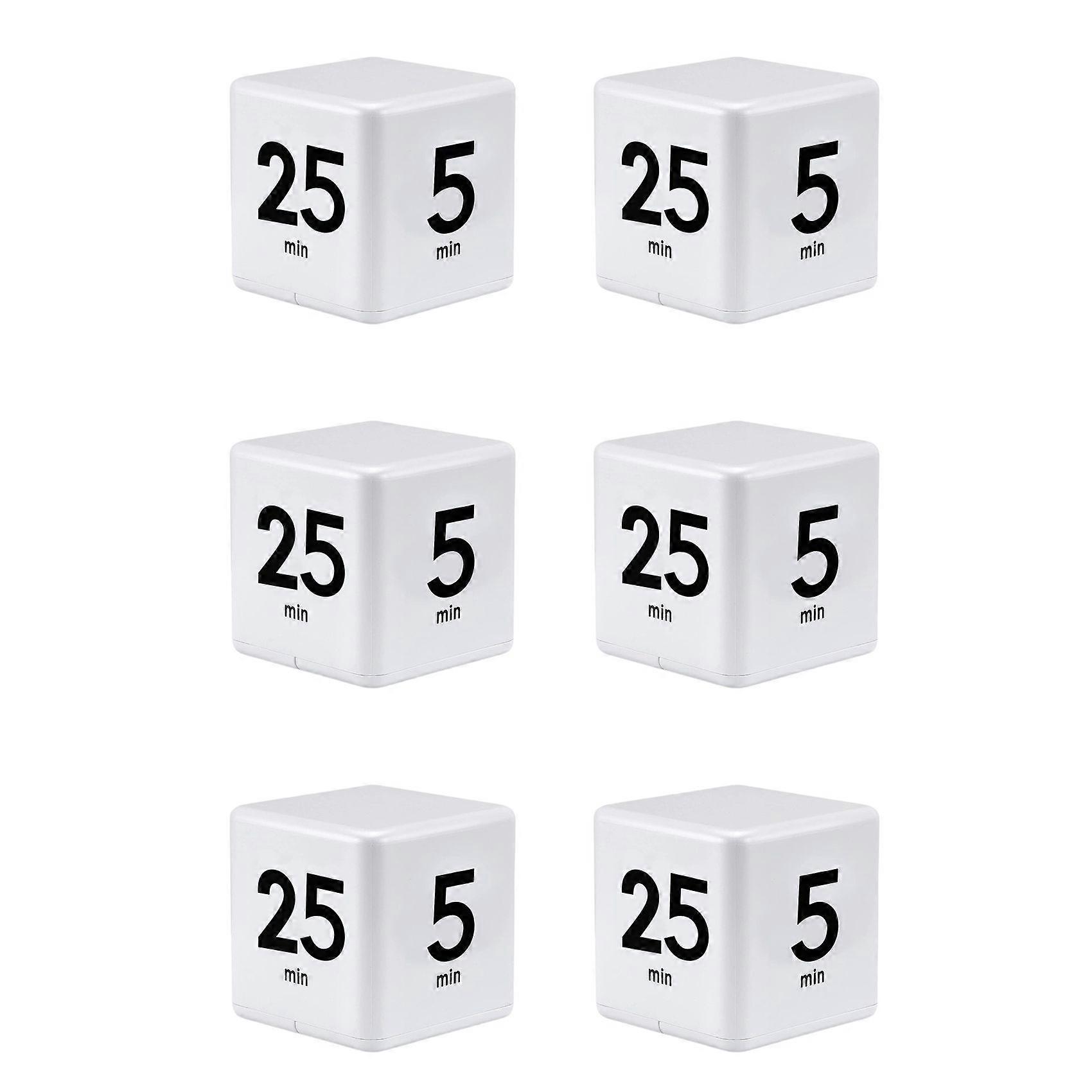 6X Cube Timer Kitchen Timer Time Management Timer for Time Management and Countdown 25-5-45-15 Minutes