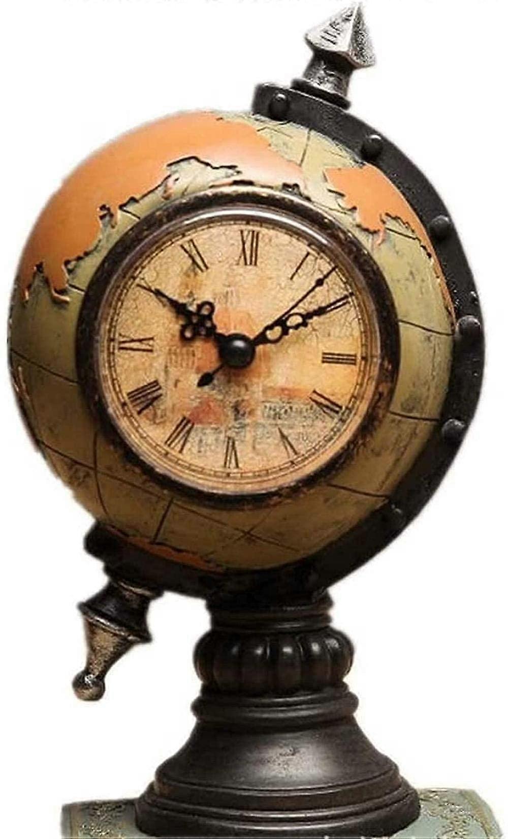 Vintage Globe Clock Book Stand Retro Decorative Desk Organizer with Seamless Stable Structure