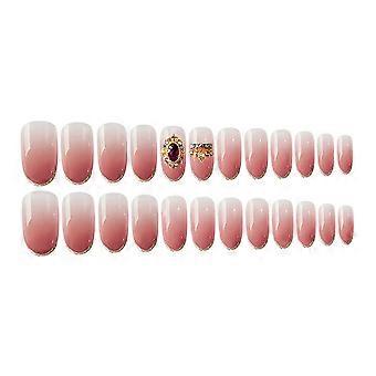 Pink Elegant False Nails Full Cover Manicure Nails for Women 24Pcs