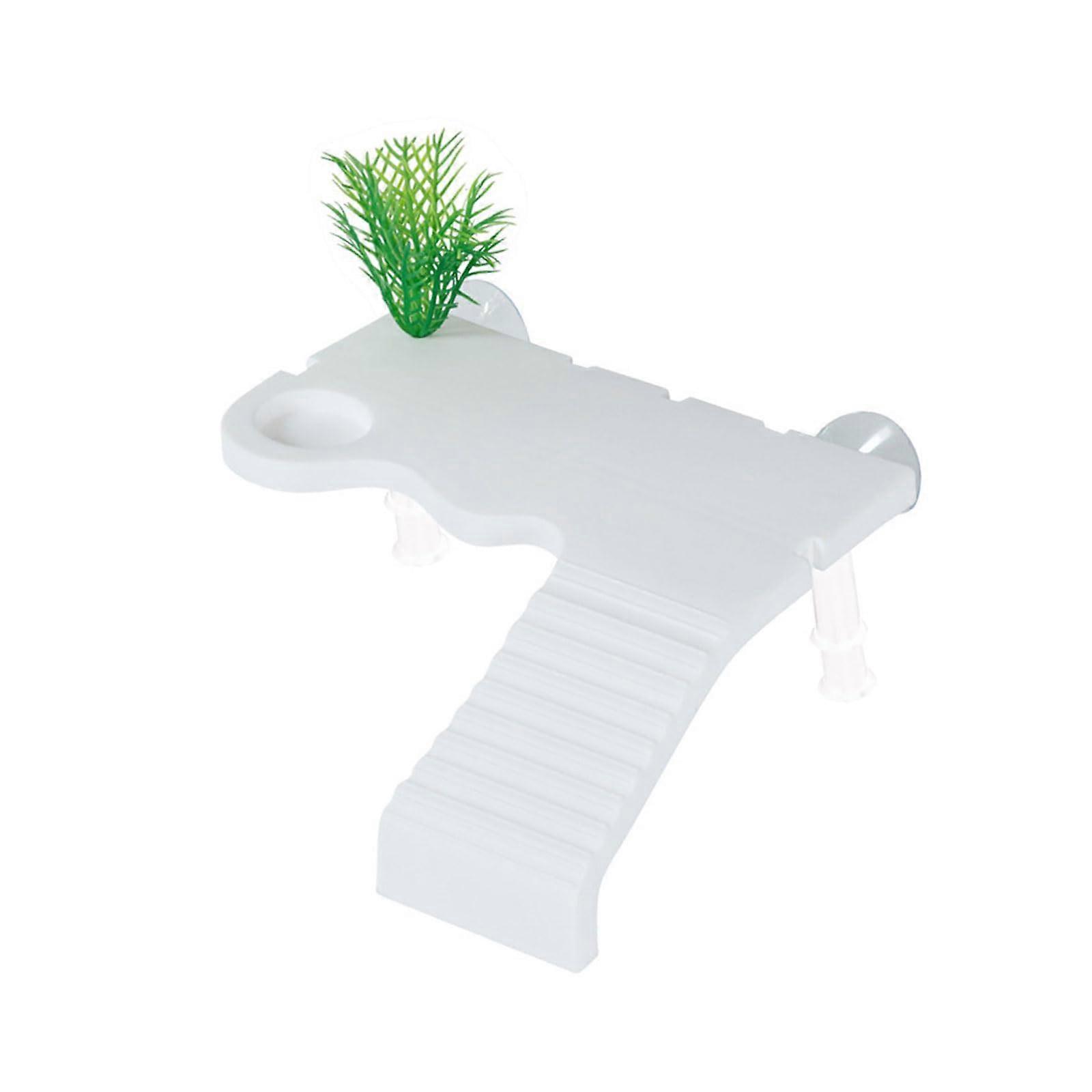 Floating Turtle Dock Basking Platform for Aquarium Tank Easy Install Safe Sunbathing White