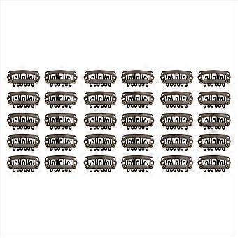 30pcs Brown Snap Clips Clip in metallo a forma di U per estensioni dei capelli fai da te