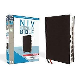 NIV, Tunn bibel, Stort tryck, Bonded Läder, Svart, Indexerad, Red Letter Edition