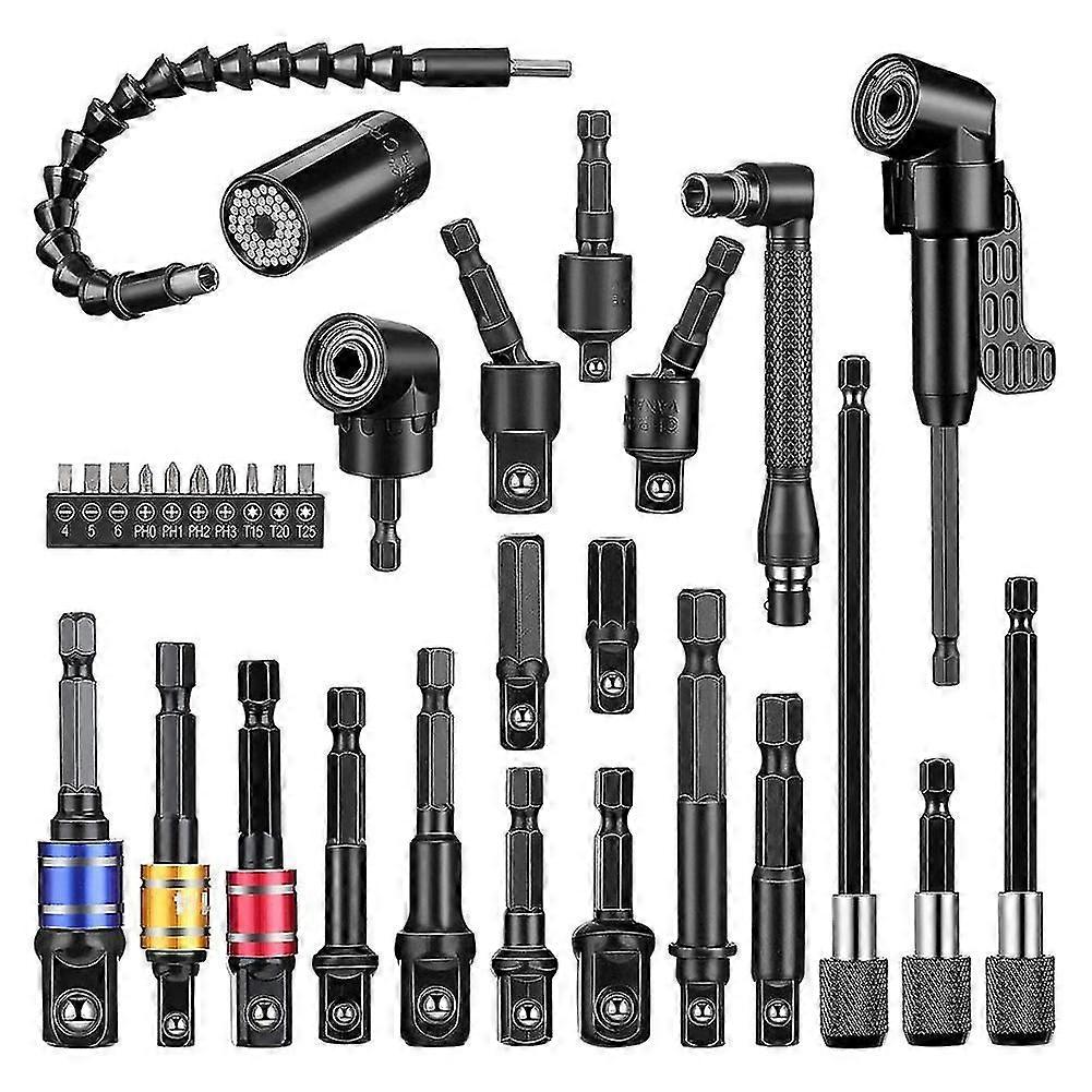 32pcs Drill Bit Extension Set 1/4, 3/8, 1/2 polegadas Hex Adapter Socket Bendable Magnetic Extender Dril