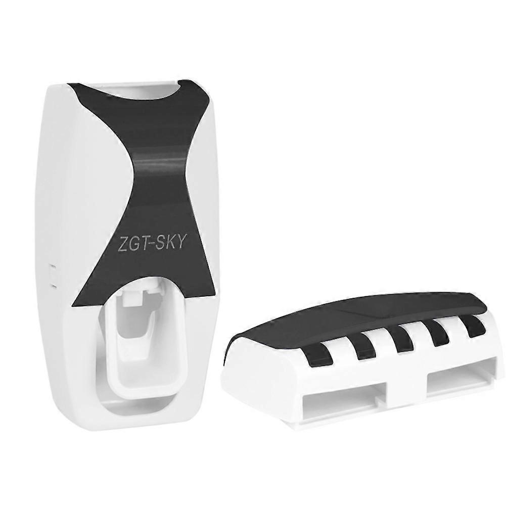 Bathroom Lazy Wall Mount Toothbrush Holder Automatic Toothpaste Dispenser Set