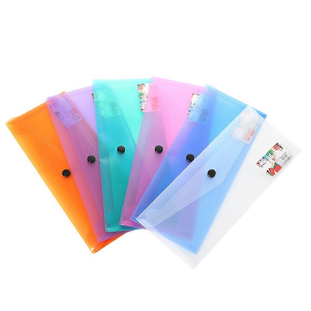 6pcs Plastic Document Folder Clear Document Envelope Folder with Snap Button Durable Storage Folder Organizer for School (Random Color)