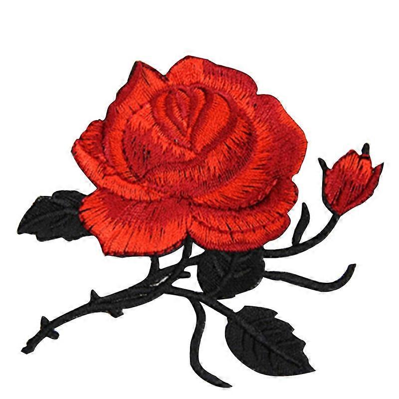 Embroidery Rose Patch Red DIY Sewing Patch for Clothes Decoration 4Pcs