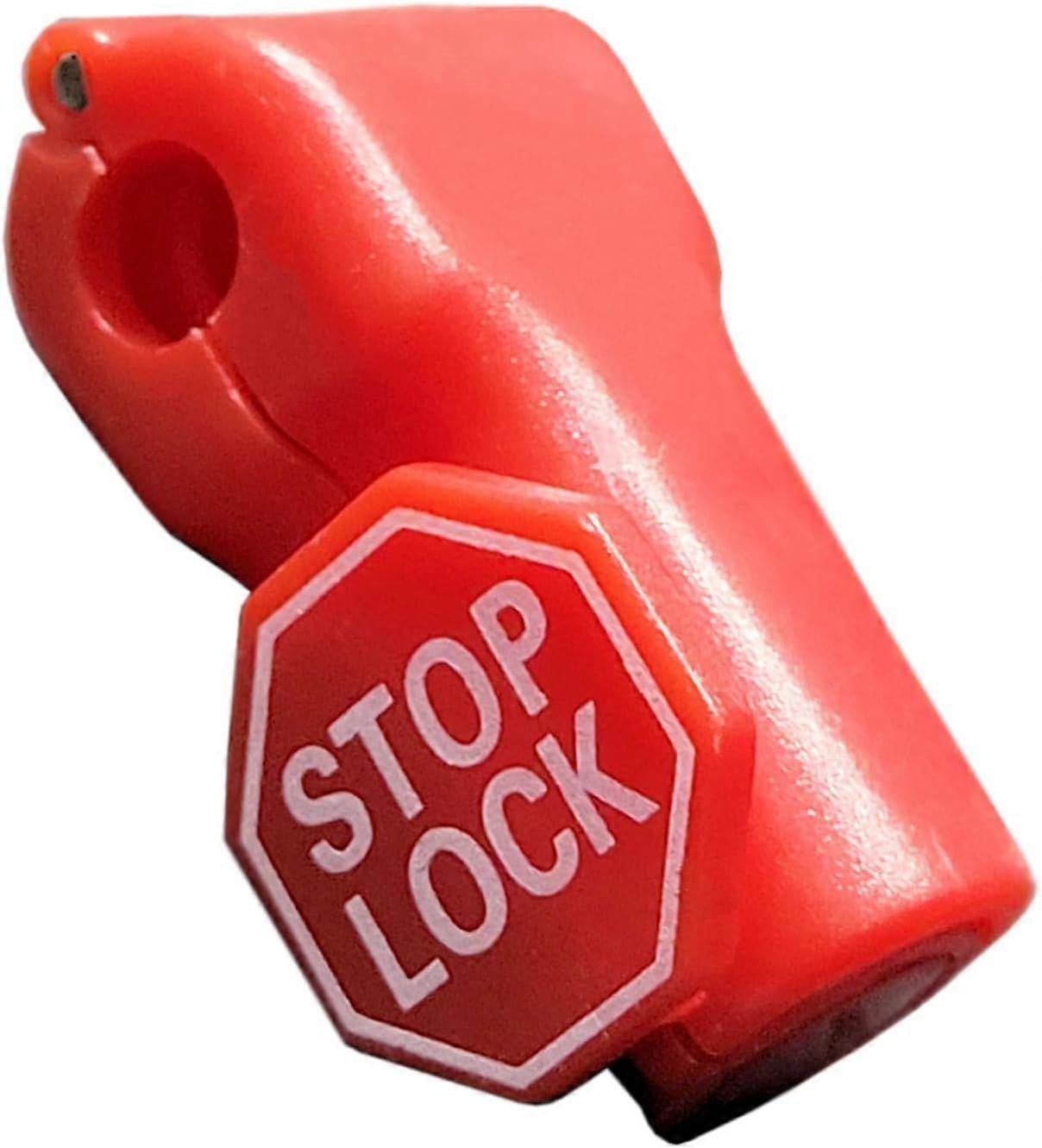 100pcs Red Plastic Stop Locks Anti Theft Peg Hook Locks - 6mm Hook Diameter