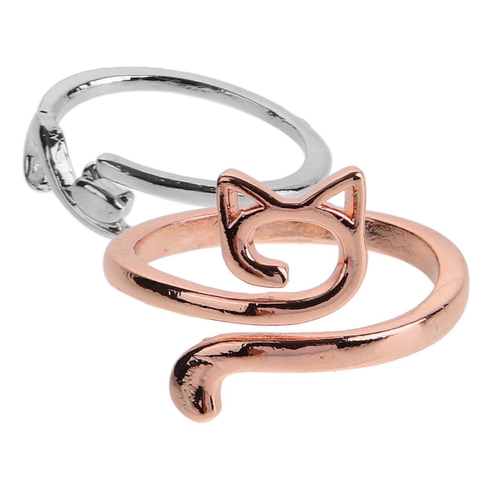 Knitting Ring Cat Design Alloy Loop for Crochet 2Pcs Kit