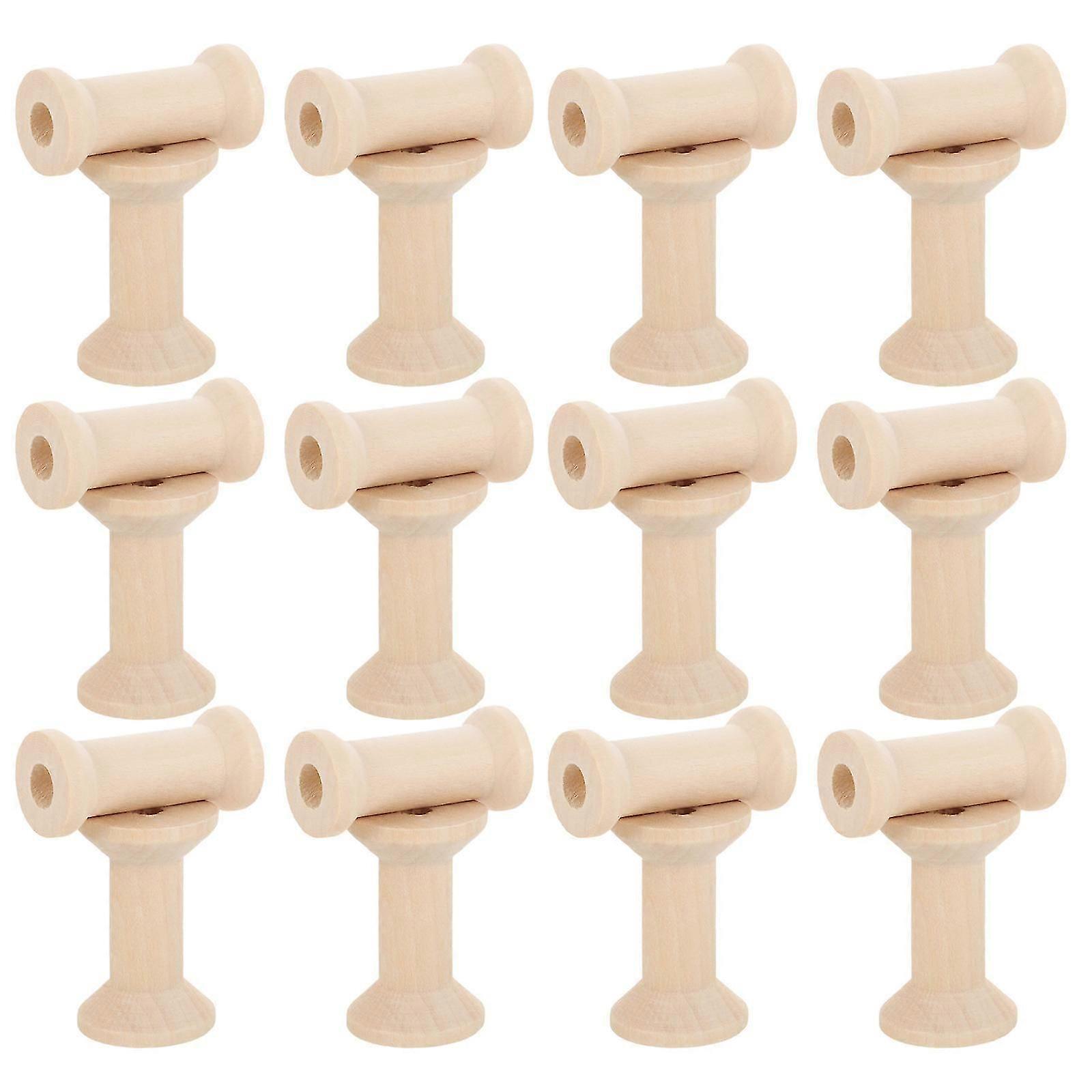 Wooden Spools Thread Holder for Crafts Function with 40Pcs Unfinished