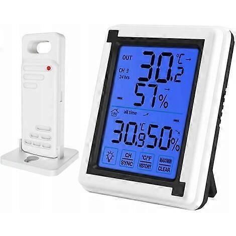 Digital touchscreen thermometer and hygrometer with backlight