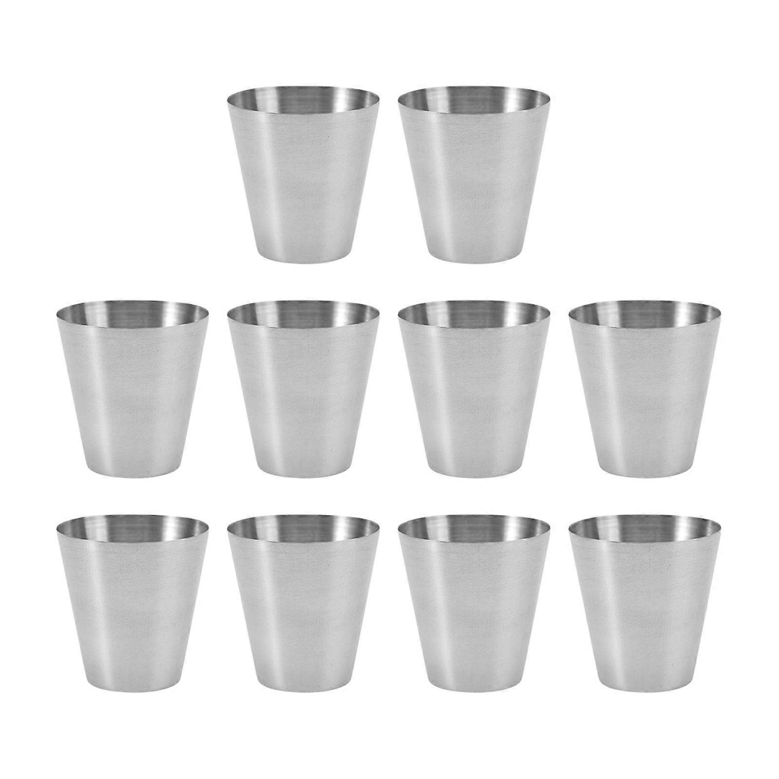 10Pcs rustfritt stål kopper Stackable Drikke kopper Bærbar drikke kopper Camping øl kopper