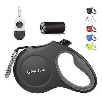 Retractable Dog Lead 5m with Dispenser & Poop Bags, Extendable Dog Lead