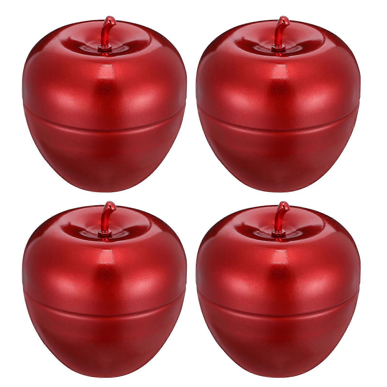 4pcs Apple-shape Sealed Cans Tea Cans Candy Jars Candy Containers Christmas Gift