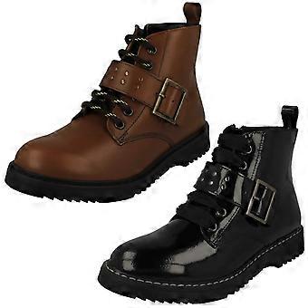 Girls Angry Angels By Startrite Buckle Detailed Ankle Boots Icon - Black Patent - UK Size 7W - EU Size 41 - US Size 8