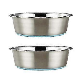 Blue-xl25.5cm-dog Bowl Anti-skid Anti-overturning Stainless Steel Dog Food Bowl