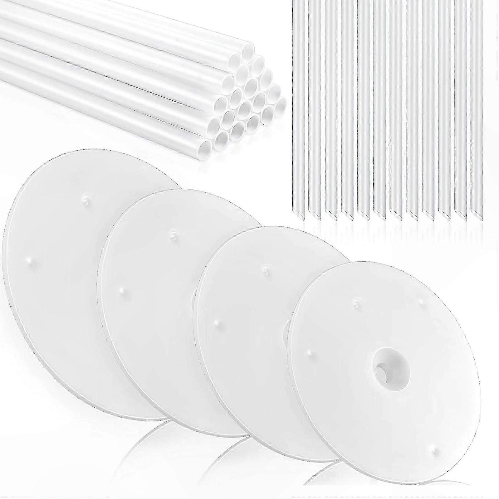 36-Pack Plastic Cake Dowels, Includes Support Rods and Separator Plates for Baking and Decorating Needs
