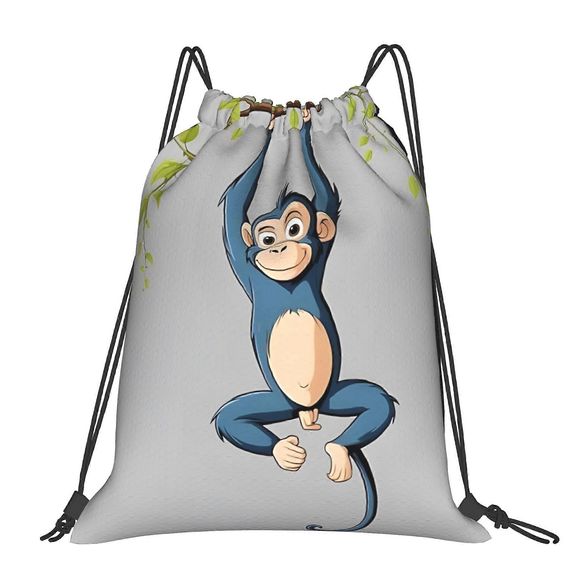 Hanging Monkey In A Tree Drawstring Bags-Cqazw