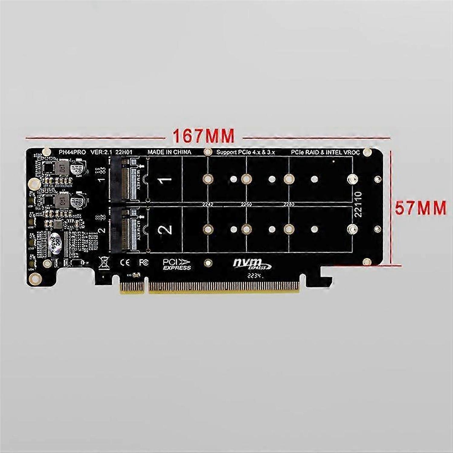 Double-Sided 4-Disk NVME Card PCIeX16 to M.2 M-Key NVMEx4SSD 2U Server Array Expansion Adapter Split