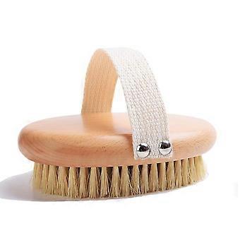 Dry Body Brush for Lymphatic Drainage and Exfoliation, Natural Bristles Improve Circulation