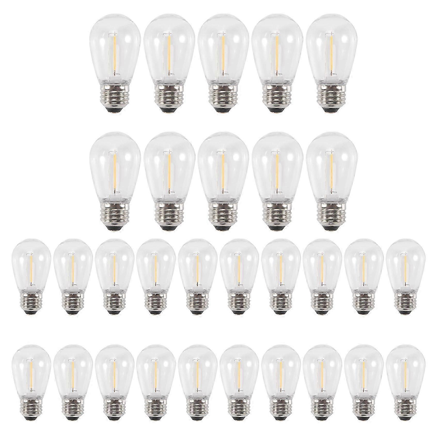 30-Pack Outdoor String Light Bulbs, Waterproof S14 Replacement Bulb, E26 Base Warm White