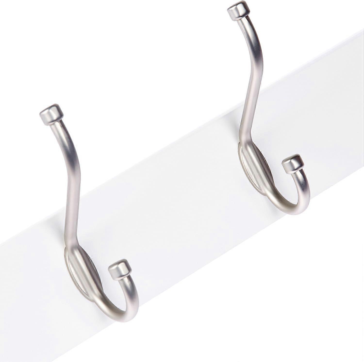 Rectangular Wall-Mounted Farmhouse Coat Rack, 5 Hooks, White  White  5 Hook