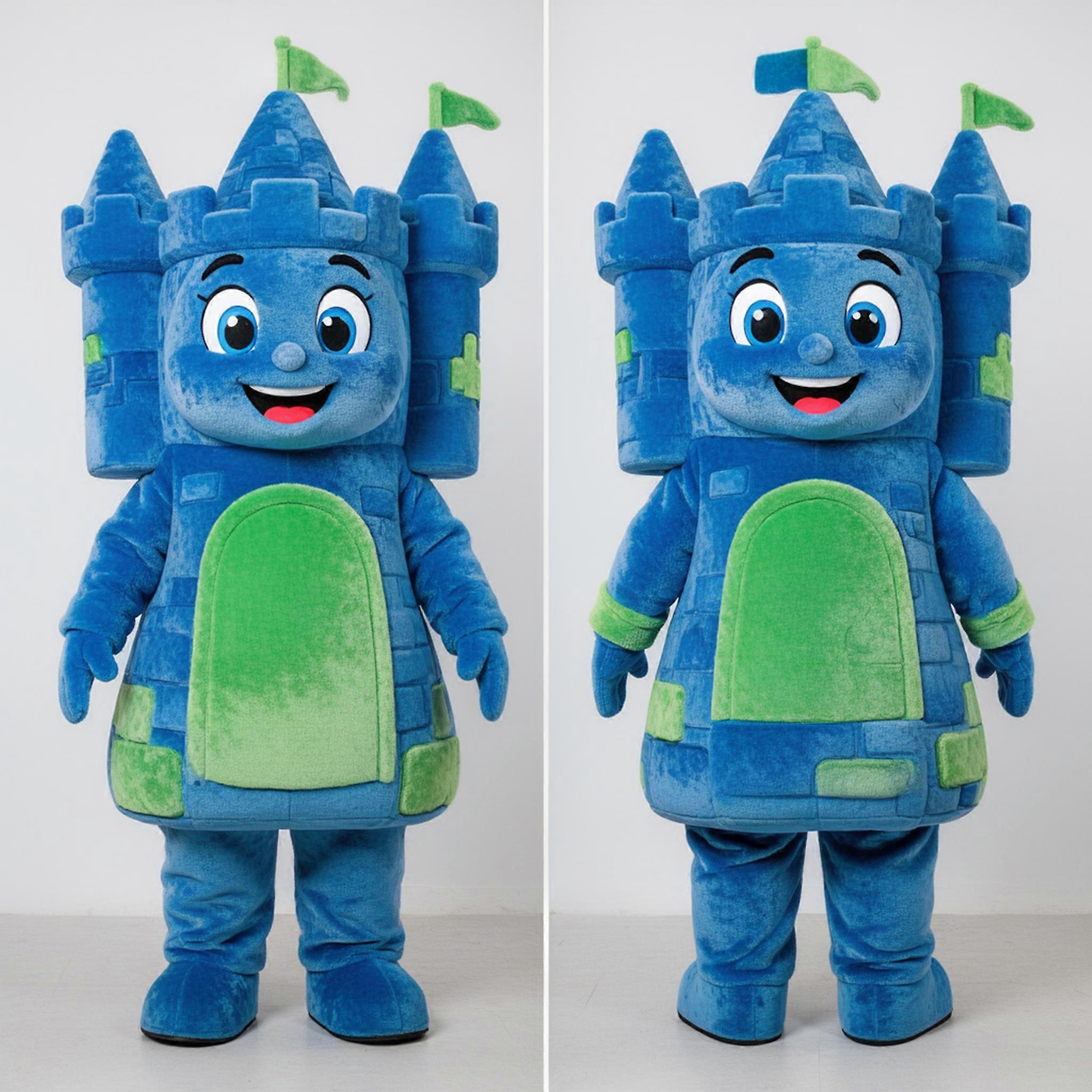 MASTICOT Deep Blue Towered Irish Castle Mascot