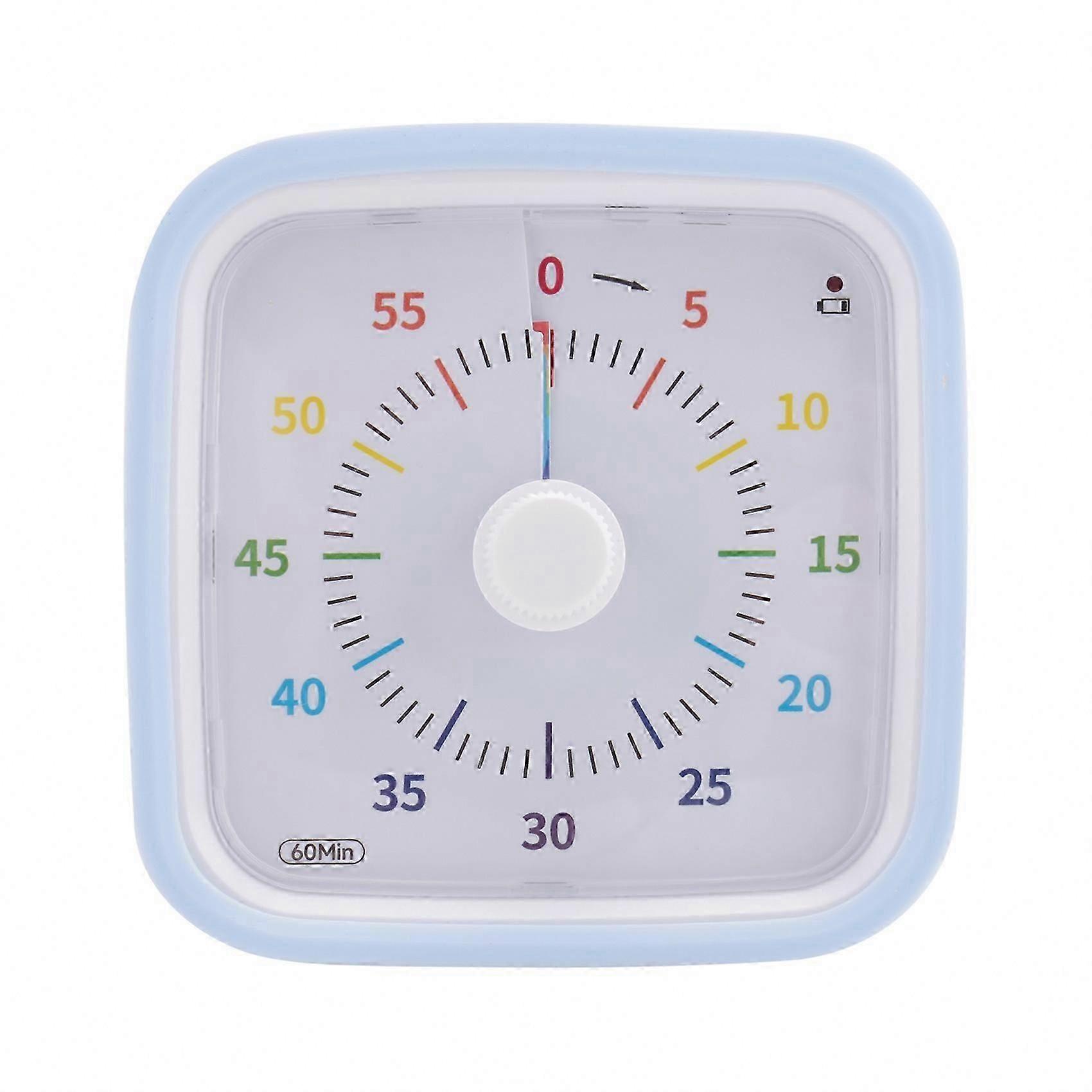 For Time Management, 60-Minute Visual Timer with Protective Case, Rainbow Disk, Silent Countdown, Light Blue