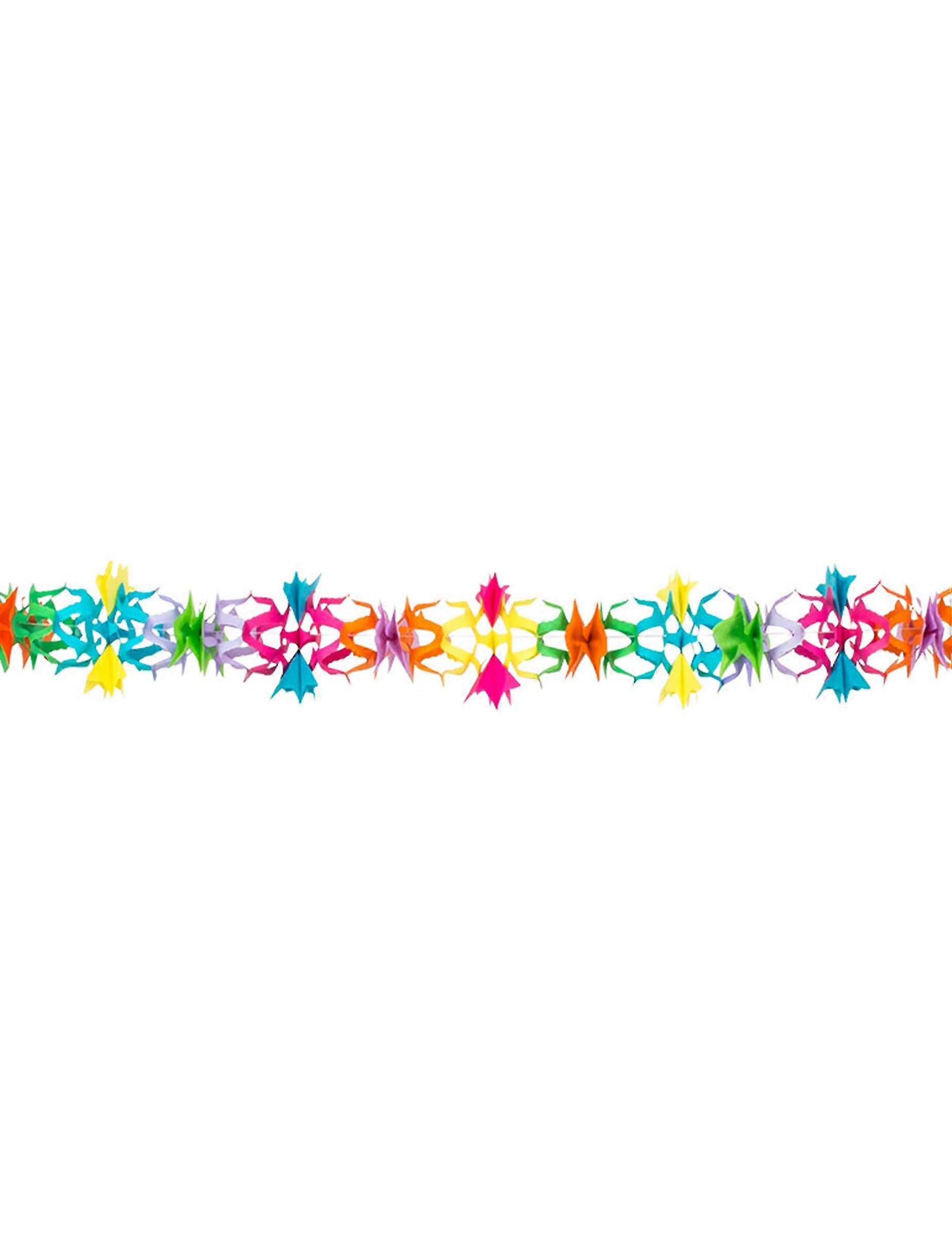 Multicolored paper garland with flower pattern