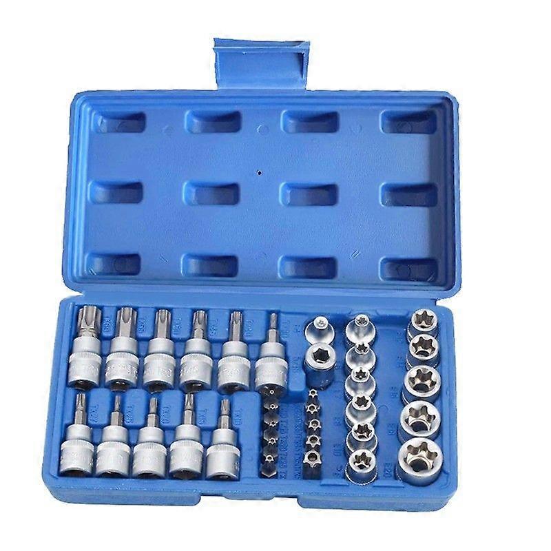 34PCS Plum Head Star Socket and Drill Bit Kit Male/Female Electronic Drill Bit