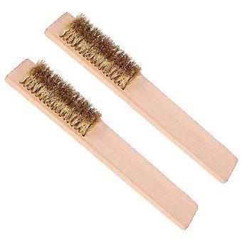Rust Removal Cleaning Brush Wooden Handle for Skiing Board 2Pcs Durable Design