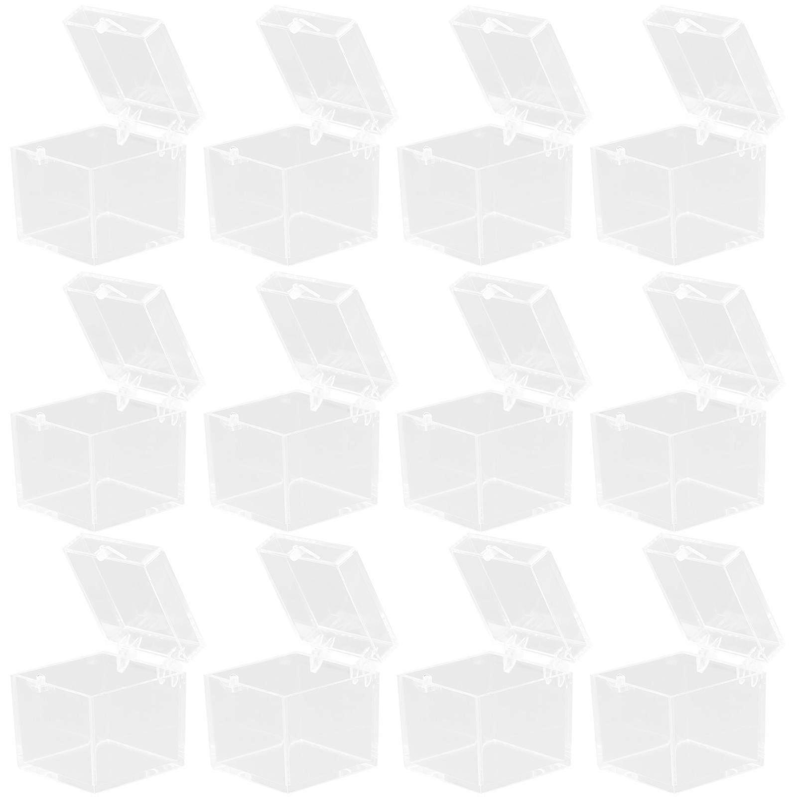 12pcs Transparent Mineral Sample Display Box Cube Specimen Storage Boxes Display Box
