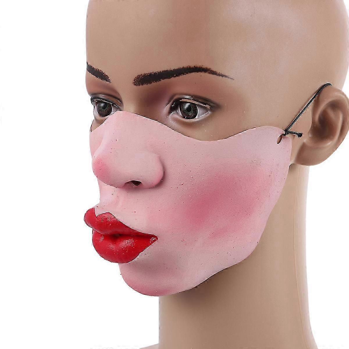Cosplay Party Funny Half Face Mask with Red Lips Pattern