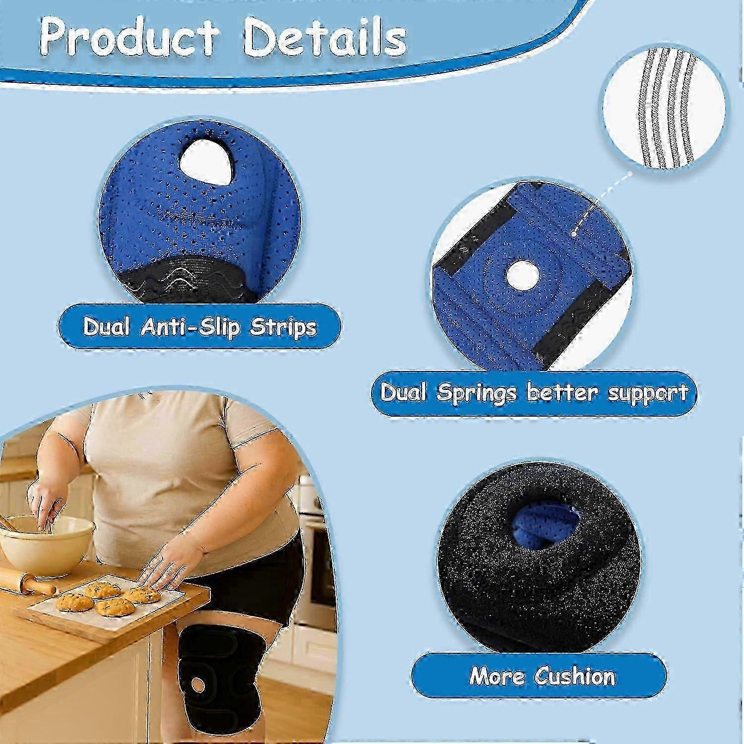 Black Blue Adjustable Knee Support