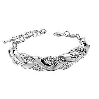 Compatible with Leaves Bracelet Rhinestone Inlaid Bracelet Sparkling Leaf Design Link Bracelet Women Jewelry for Parties Dates Gift Ideas