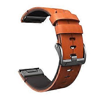 Leather Watch Band 22mm for Garmin Fenix 6X 6 Pro 5X 5 Plus 935 Tactix Delta, Quick Release Adjustable Strap, Orange