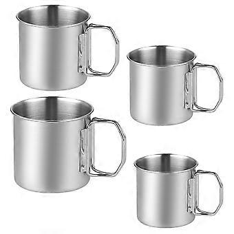 Metal Cup Camping Mug for Outdoor Adventure 4Pcs Stainless Steel Set