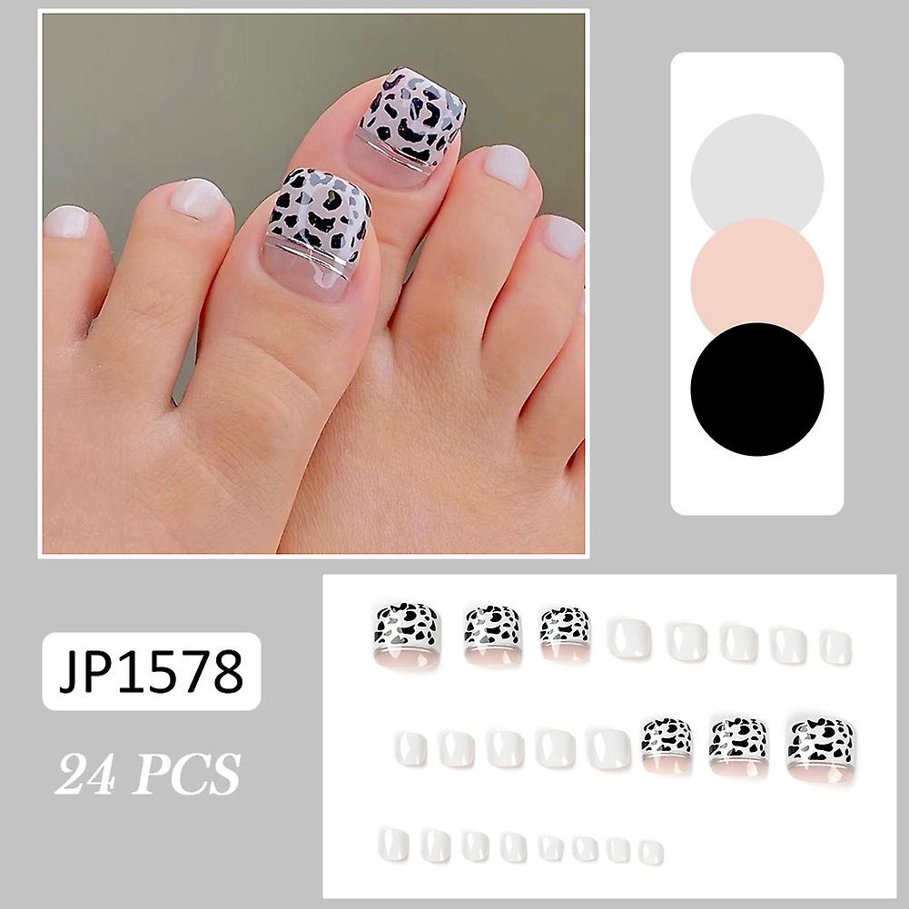 Black White Leopard Decor Press On Toenails Charming Com