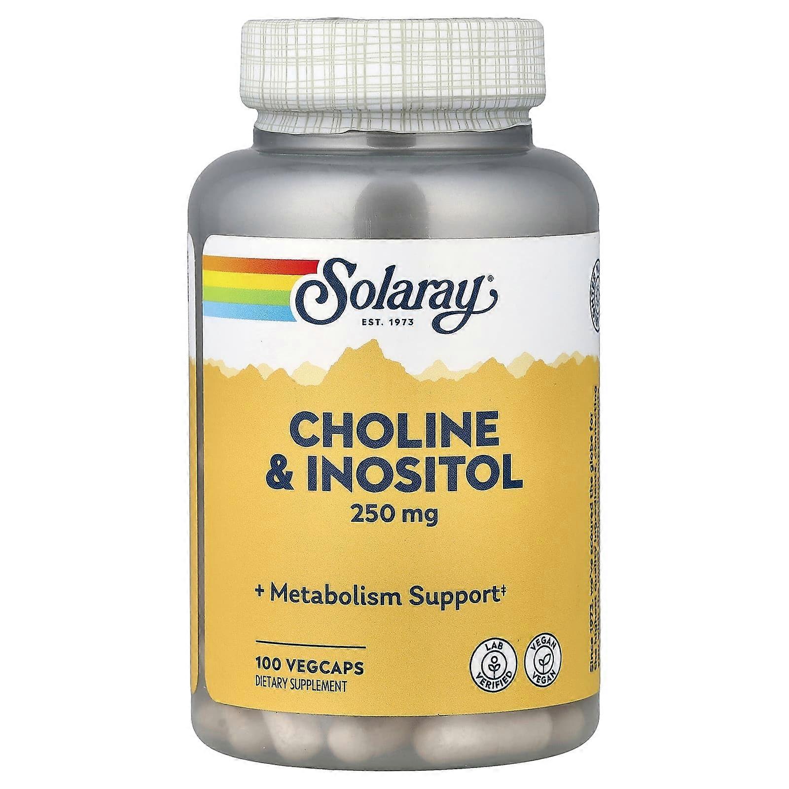 Solaray, Choline & Inositol, 250 mg, 100 VegCaps