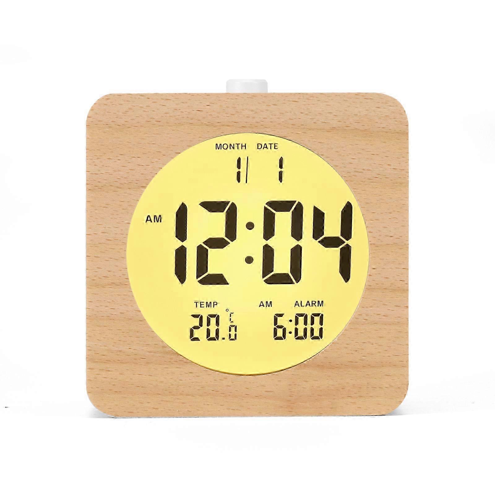 LCD Clock Wood Date Temp Display