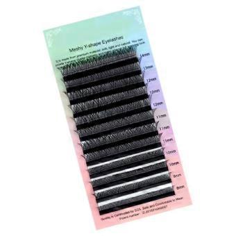 Volume Wimperverlenging Easy Fan Zwart Zachte Y-vorm Zelfwaaierende wimperextensions Zwart-0.07D 8 ~ 14mix