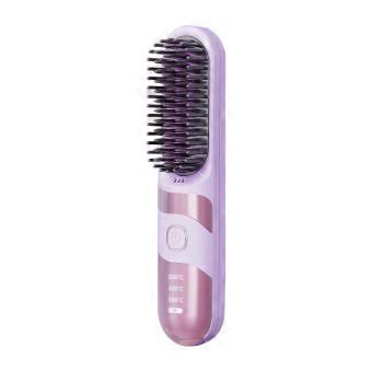 Cordless Hair Straightener 2in1 Curler Brush with Fast Heating and LongLasting Battery for Travel