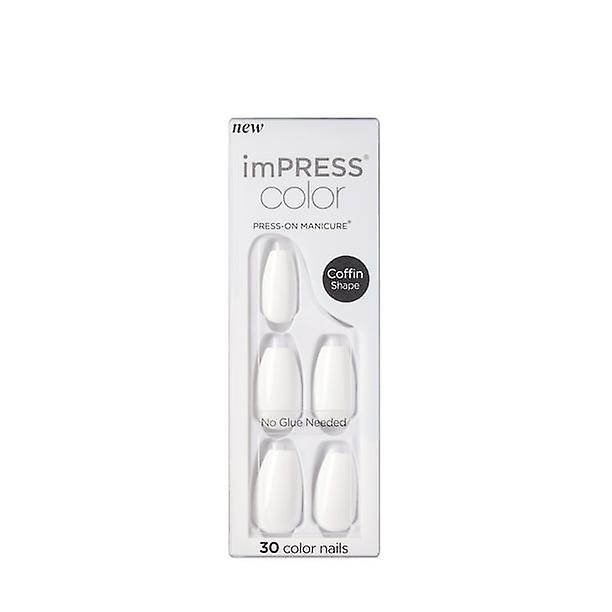 Kiss Impress Color Medium Coffin Press-on Nails, ‘frosting’, 30 Count