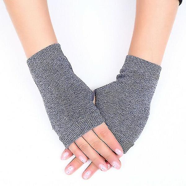 Fingerless Arm Warm Winter Gloves Hand Long Warmer Grey